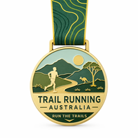 Médaille de course sur sentier inspirée des Blue Mountains, en alliage de zinc, style australien personnalisé, avec ruban, pour récompense de performance.