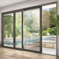 Porte coulissante insonorisée en alliage d'aluminium avec double vitrage trempé, design minimaliste étanche pour chambre, centre commercial, villa
