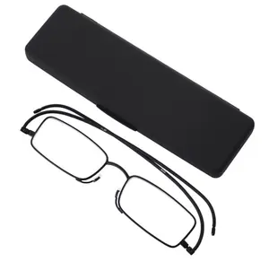 Gafas de lectura de alambre para hombre y mujer, lentes de lectura plegables sin montura con funda, baratas
