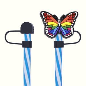 Chapeau de paille de haute qualité de 10 mm, style dessin animé mignon, en plastique recyclable, avec couvercle anti-poussière en colle souple, motif papillon - Product Image 6