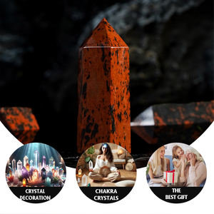 <span class=keywords><strong>Colonne</strong></span> décorative de tour de cristal d'obsidienne d'<span class=keywords><strong>acajou</strong></span> pour l'ornement de Feng Shui et de maison - Product Image 5