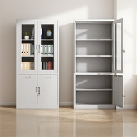 Armoire de classement de bureau avec porte en verre, rangement en acier, armoire de classement en métal et verre avec serrure confortable