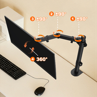 Support de moniteur simple en métal noir KHCOOHOO pour écrans de 13 à 27 pouces, capacité de charge de 8 kg, inclinaison de 45 degrés, hauteur réglable