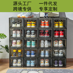 Boîte de rangement pour chaussures en plastique transparent, rectangulaire, 34,6x27x19,5 cm, empilable avec couvercle, pour organiser les chaussures - Product Image 5