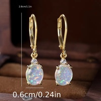 Nuevos Pendientes de Ópalo Shino para Mujer, Microincrustaciones de Circonio, Aleación de Zinc, Baño de Platino, Joyería de Alta Calidad
