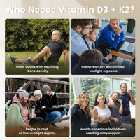 Rosebest Vitamine D3 5000 UI et K2-MK7 100 mcg, formule extra forte 2 en 1, compléments en gélules molles avec huile de coco, haute qualité