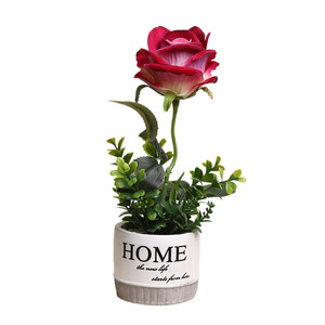 ดอกกุหลาบผ้าไหมประดิษฐ์ Jinhe ขนาด 8x8x28 ซม. กระถางทรงกลม ตกแต่งบ้าน - Product Image 4