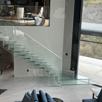 Garde-corps en verre moderne pour extérieur, balustrades d'escalier, marches d'escalier, escalier flottant en verre trempé avec éclairage LED, prix