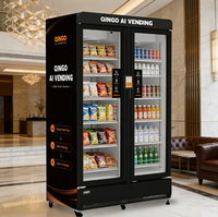 Máquina Expendedora Refrigerada Qingo de 2 Puertas con Pantalla Táctil SDK, Wi-Fi, para Universidades, Pago con Tarjeta/Efectivo/Móvil, Servicio 24/7