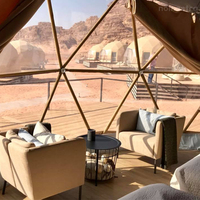 Dôme de glamping de luxe 8m avec cuisine et salle de bain pour fête en plein air dans le désert sous les étoiles, personnalisable en usine, résistant aux UV et au vent