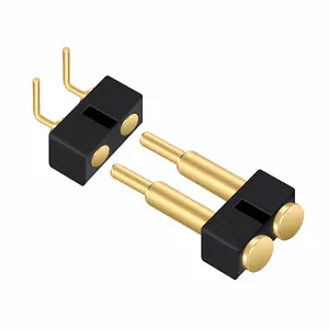 Conector Pogo de 2 pinos banhado a ouro com curvatura de 90 graus de 2,54 mm macho e fêmea 2 pinos