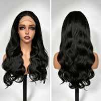 Wig Lace Closure 5x5 Grosir, Rambut Campuran Sintetis dan Rambut Manusia, Wig Rambut Manusia Body Wave # 2 Warna untuk Wanita Kulit Hitam