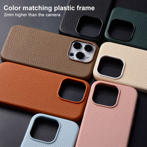 Étui de téléphone en cuir véritable magnétique simple vintage mat givré grain de galet 360 pour iPhone 17 16 15 14 13 12 - Product Image 3