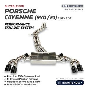 Sistema de Escape Catback con Válvulas de Acero Inoxidable Vortex para Porsche Cayenne 9Y0 E3 2.9T 3.0T con Tubos de Escape Cuádruples en Negro Brillante - Product Image 1