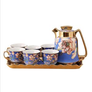 Gran oferta, sala de estar nórdica, decoraciones para el hogar, patrón de flores, juego de tazas de agua, juegos de tazas de té y café de porcelana - Product Image 2