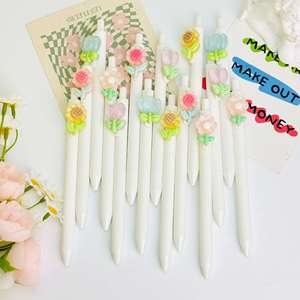 Bolígrafos de Plástico con Flores de Aspecto Natural, Tulipanes, Girasoles, etc., Decoración Floral, Punta de 1.0 mm, para Regalo - Product Image 3