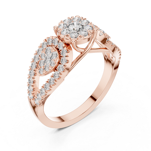 Anillo de Diamantes en Oro Rosa, Hermoso Brillo Suave, Joyería Elegante para Mujer, Perfecto para Bodas, Compromisos, Fiestas y Regalos - Product Image 2