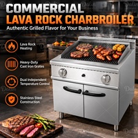 Grill au gaz commercial avec pierre de lave et armoire de rangement, barbecue au gaz pour restaurants, cuisines, hôtels et services de traiteur