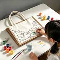 Sacs fourre-tout en toile pliables à peindre soi-même, motifs de dessins animés, pour enfants, sacs cadeaux faits à la main, vente en gros