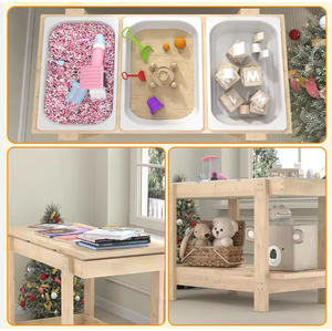 Mesa Sensorial Moderna para Niños, Escritorio de Actividades con Contenedores de Almacenamiento Plegables para Jugar con Arena, Agua y Madera, para la Escuela, Comedor, Dormitorio, Bebés - Product Image 3