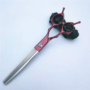 กรรไกรตัดขนสัตว์เลี้ยงมืออาชีพ สีแดง ขนาด 7 นิ้ว ใบมีดมาตรฐาน คุณภาพสูง สำหรับตัดขนสุนัขและแมว - Product Image 4