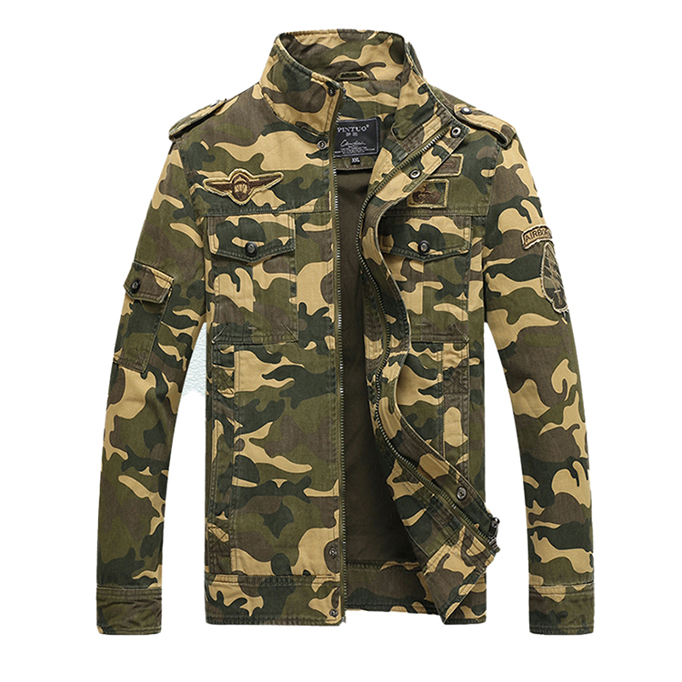 Men's Fashion Jacket 100% Cotton Camouflage Print Loose Fit Casual Street Wear with Stand Collar Canvas Fabric · image 4
