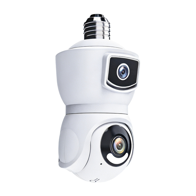 Dual Lens Mini CCTV IP Camera E27 Night Vision Security with Pan-Tilt CMOS Sensor Cloud Storage 4G SIM Support