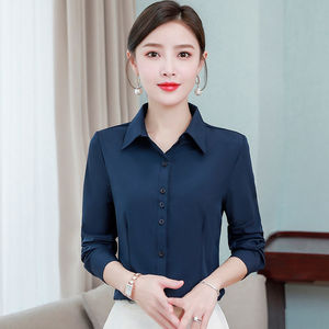 エレガントな女性のソリッドボタン長袖ブラウス S-<span class=keywords><strong>5XL</strong></span> オフィスレディ ビジネスシャツ カジュアルワークトップス 白背景 - Product Image 5