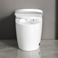 Inodoro Inteligente de Cerámica Moderno con Descarga por Sifón, Bidé con Apertura Automática, Control Remoto, Asiento con Calefacción y Garantía de 5 Años