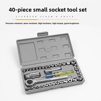 Ensemble de 40 outils à main pour la réparation automobile et moto, en acier au carbone, avec clé à cliquet, douilles, tournevis et clés hexagonales - Utilisation domestique