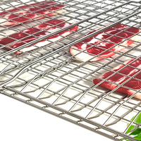 Panier de cuisson portable en acier inoxydable pour barbecue, panier à poisson, grille de cuisson en treillis métallique facile à retourner, support pour fruits de mer, légumes et viandes, outil de barbecue
