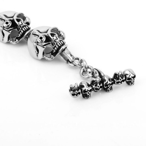 Waterproof 316L Stainless Steel Flat Skull Head Link Chain <b>Bracelet</b> Skull Bangle Fashion Jewelry - Product Image 4