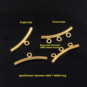Tubo Curvo de <span class=keywords><strong>Oro</strong></span> de 14K de Buena Calidad con Anillo para Mujer, Accesorios de Bricolaje, Fabricación de Joyas, Hallazgos para Pulseras, Venta al por Mayor - Product Image 2