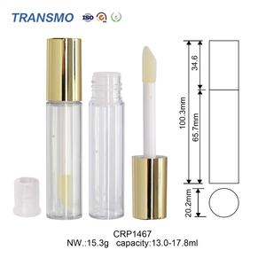 Conteneur de gloss à lèvres rond de 13,0 à 17,8 ml, flacon cosmétique en plastique épais, flacon vide transparent, tubes de gloss à lèvres avec un grand pinceau - Product Image 2