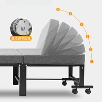 Lit de repos pliable multifonctionnel à 4 sections, cadre métallique robuste et anti-rouille, pliage ultra-compact en quatre parties