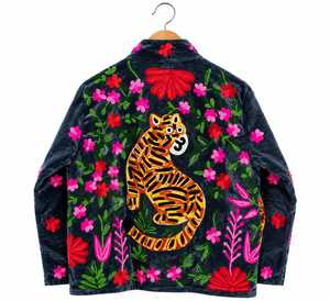 Chaqueta Bomber Elegante de Terciopelo Negro para Mujer, Bordada a Mano, Cuello en V, Manga Larga Gruesa, Forro de Algodón Transpirable de Secado Rápido, Invierno - Product Image 3