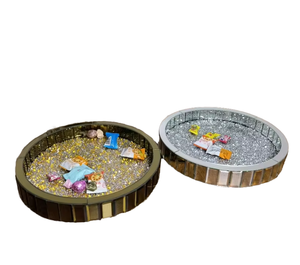 Wholesale Price Glass Crystal Diamond <b>Mirror</b> Rotating Movable Plant Contemporary Design Cosmetic Storage Decorative Tray for - Product Image 1