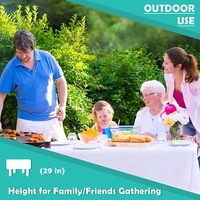Table de repas pliante portable en plastique de 72 pouces avec demi-poignée, 183 cm, robuste, en HDPE, rectangulaire, pour le camping en plein air, les pique-niques