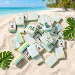 In Stock Blue Coral Coast Design American-Style Acrylic Mahjong Tiles Gift Set for Home Leisure <b>Entertainment</b> - Product Image 4