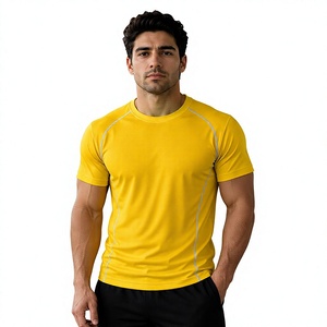 Haut de compression pour homme de haute qualité, séchage rapide, léger, pour la course à pied et l'entraînement en salle de sport, chemise jaune, écologique - Product Image 1