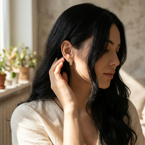 Pendientes de Diamantes Naturales Reales en Oro Amarillo Sólido de 18K con Diseño de Hoja Vintage, Joyería Fina de Moda, Novedad - Product Image 6