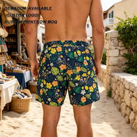 Shorts de bain pour hommes, motif floral tropical et ananas, extensibles, séchage rapide, légers, pour l'été