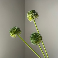 Oignons verts longs, feuilles de pissenlit, boules vertes duveteuses, tiges pliables, fleurs artificielles en peluche