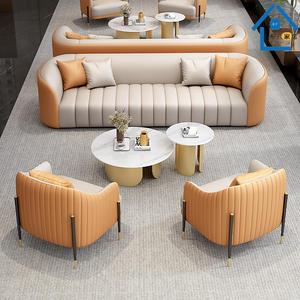 Conjunto de sofás de piel sintética para hotel, muebles duraderos para recepción, salón, vestíbulo de hotel, oficina y áreas de reuniones. - Product Image 1