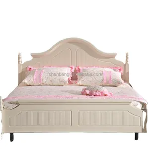 Ensemble de meubles de chambre à coucher en bois, luxueux, blanc, Style français, Shabby et Chic, vente en gros