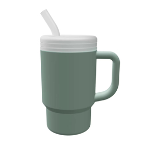 Botella de agua de silicona con asa para niños, vaso con pajita y tapa, taza de agua con pajita de silicona - Product Image 5