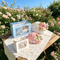 Boîte cadeau personnalisée en forme de berceau avec bordure en dentelle, boîte ovale pour fleurs et desserts pour baby shower, mariage et fête