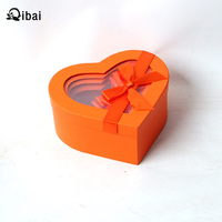 Qibai kotak hadiah jendela terbuka pita berbentuk hati 4 potong kotak bunga PVC kotak ember cinta kemasan bunga untuk Hari Valentine