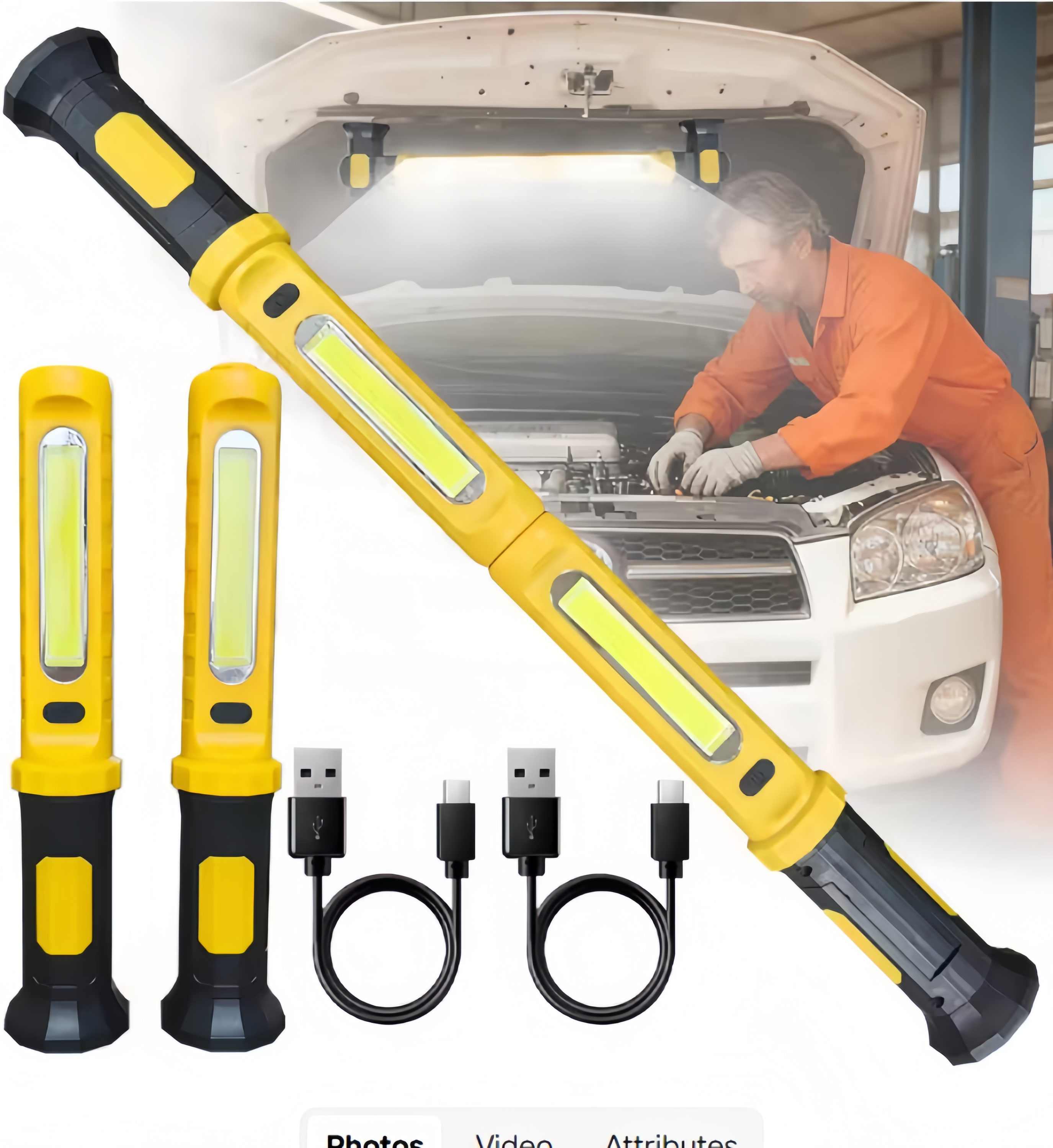 Foldable 2-in-1 Multi-functional Magnetic Rechargeable Cold White LED Work Light Portable Outdoor Emergency Garden Repair IP44