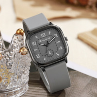 Montre pour homme à boîtier carré en alliage, mouvement à quartz - Style rétro tendance, bracelet en silicone, design créatif personnalisé, adapté à l'exportation